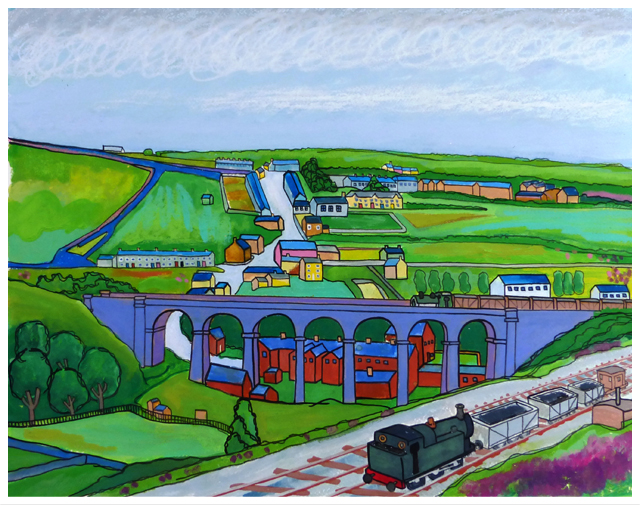 Painting of Bargoed Viaduct