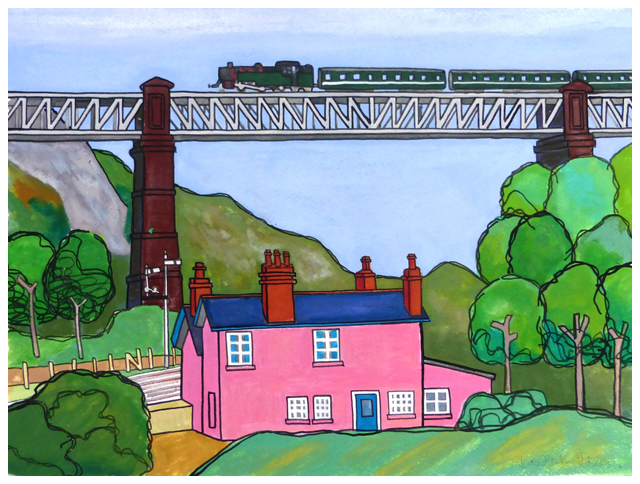 Painting of Bargoed Viaduct