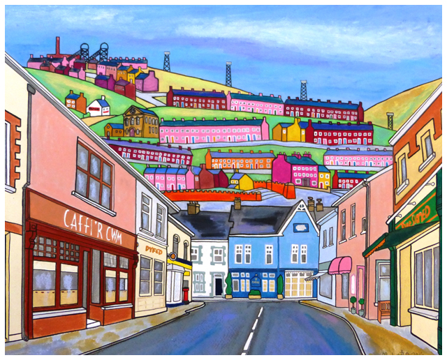 Painting of Bargoed Viaduct