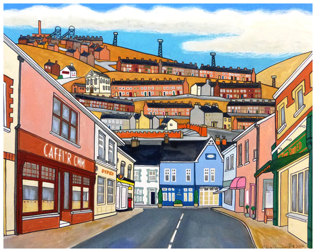 Painting of Bargoed Viaduct